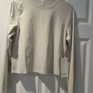 Lululemon Cream (Bone) Long Sleeve Top Classic-Fit Cotton Blend Size 8 NWT